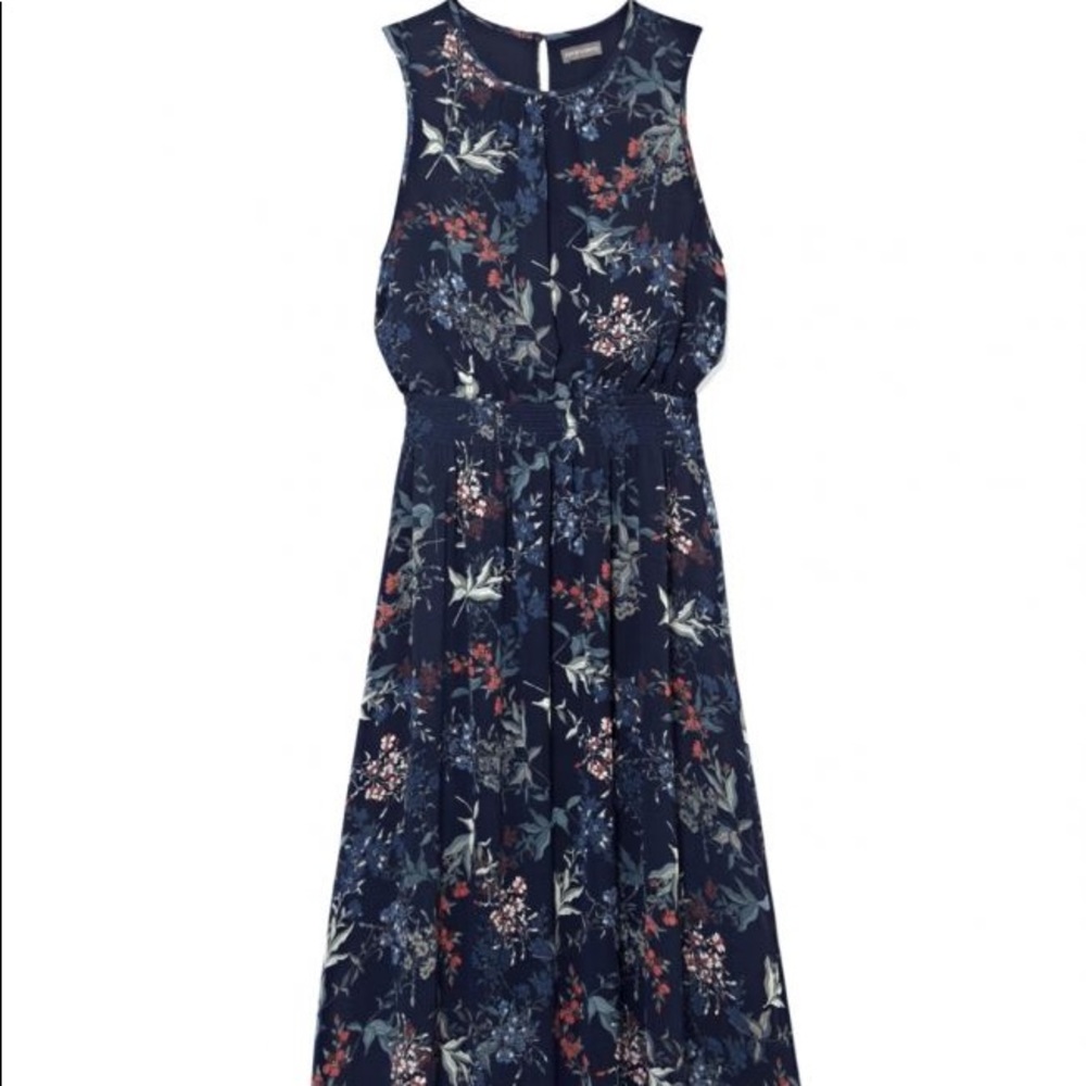 Vince Camuto Garden Floral Smoked Waist Midi Dress